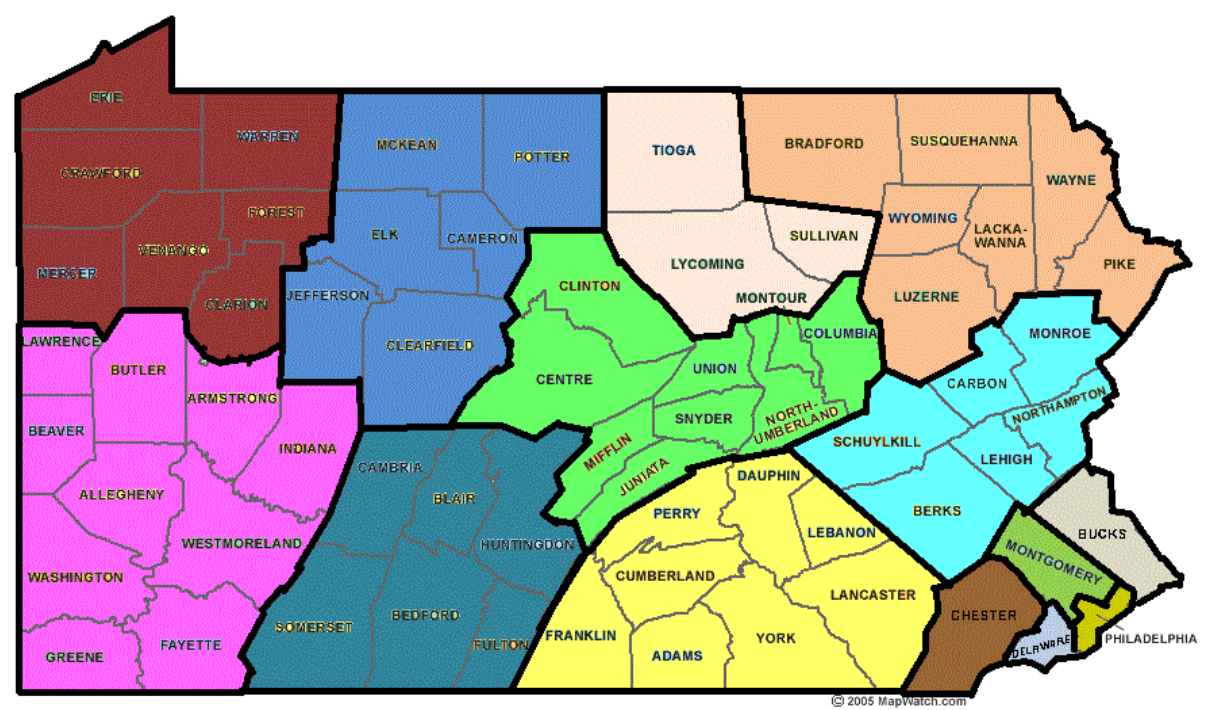 Map of PA EMS councils.